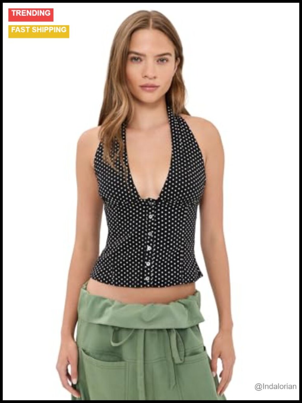 Free People Ramona Printed Halter Top Cotton Elastane Sleeveless Tunic